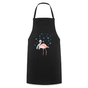 Flamingo in the snow - Cooking Apron - black - Front - AI Model Male 185 dark (185cm)