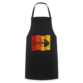 Fishbones for anglers, fishermen and children | Pisces - Cooking Apron - black - Front - AI Model Male 185 dark (185cm)