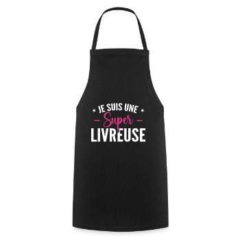 A Super Delivery Girl - Delivery Gift - Cooking Apron - black - Front - AI Model Male 185 dark (185cm)
