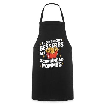 Frites, frites, restauration rapide - Tablier de cuisine - noir - Devant - AI Model Male 185 dark (185cm)