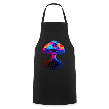 Psychedelischer Pilz - Kochschürze - Schwarz - Vorne - AI Model Male 185 dark (185cm)