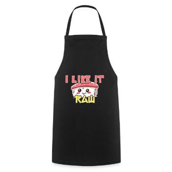 Kawaii Japanese Food Salmon Salmon Sushi Roll - Cooking Apron - black - Front - AI Model Male 185 dark (185cm)