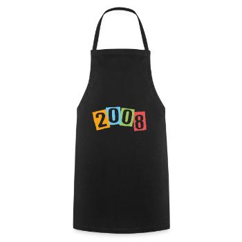 Born in 2008 – Birthday with big colorful numbers - Cooking Apron - black - Front - AI Model Male 185 dark (185cm)