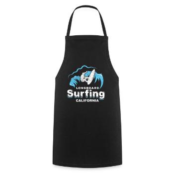 Longboard, surf, californie, planche surf, soleil, vague - Tablier de cuisine - noir - Devant - AI Model Male 185 dark (185cm)