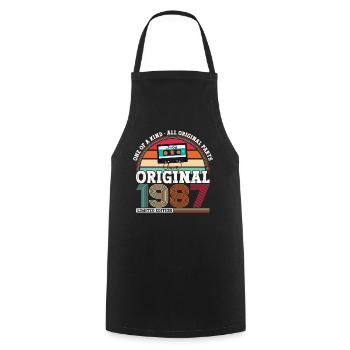 Original Juillet 1987 35e anniversaire Cadeau Hommes - Tablier de cuisine - noir - Devant - AI Model Male 185 dark (185cm)