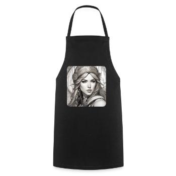 Fantasy Anime Girl Viking Germanic Trigues Middle Ages - Cooking Apron - black - Front - AI Model Male 185 dark (185cm)