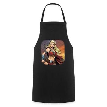 Proud warrior in comic style - Cooking Apron - black - Front - AI Model Male 185 dark (185cm)