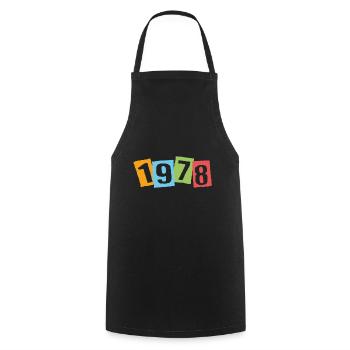 Né en 1978 – Anniversaire avec de grands numéros colorés - Tablier de cuisine - noir - Devant - AI Model Male 185 dark (185cm)