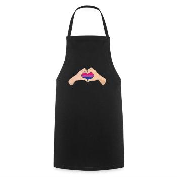 LGBTQ Bisexual Pride Flag Hand Heart - Cooking Apron - black - Front - AI Model Male 185 dark (185cm)