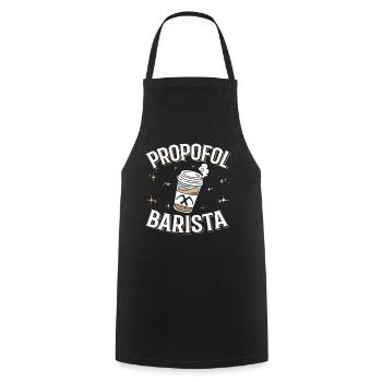 Propofol Barista - Laryngoskop Narkose Anästhesie - Kochschürze - Schwarz - Vorne - AI Model Male 185 dark (185cm)