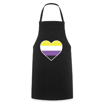 LGBT-Herz - LGBTQIA Non Binary - Kochschürze - Schwarz - Vorne - AI Model Male 185 dark (185cm)