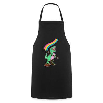LGBTQ-Flagge - Dinosaurier Pansexuell - Kochschürze - Schwarz - Vorne - AI Model Male 185 dark (185cm)