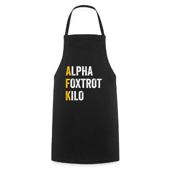 Computerchat Alpha Foxtrotti Kilo - Afk - Kochschürze - Schwarz - Vorne - AI Model Male 185 dark (185cm)