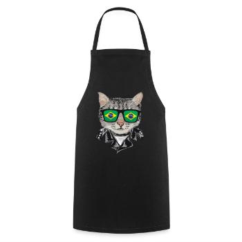 Cat Brazil Flag Lunettes de soleil - Tablier de cuisine - noir - Devant - AI Model Male 185 dark (185cm)