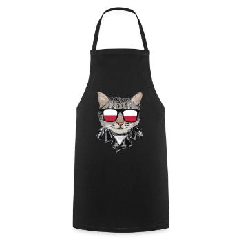 Cat Pole Flag Sunglasses - Cooking Apron - black - Front - AI Model Male 185 dark (185cm)