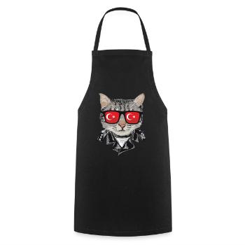 Cat sunglasses with Turkey flag - Cooking Apron - black - Front - AI Model Male 185 dark (185cm)