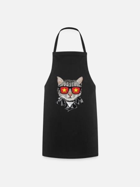 Katzen -Vietnam -Flagge Sonnenbrille - Kochschürze - Schwarz