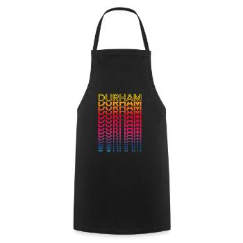Retro Nostalgisch USA Stadt - Regenbogen Durham - Kochschürze - Schwarz - Vorne - AI Model Male 185 dark (185cm)