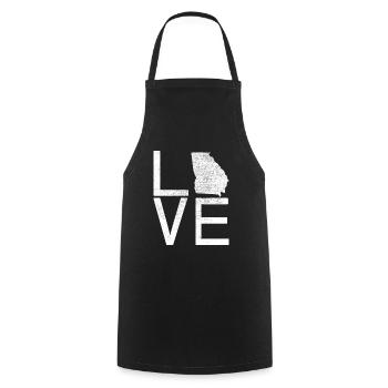 État des États-Unis - Love Map Géorgie - Tablier de cuisine - noir - Devant - AI Model Male 185 dark (185cm)