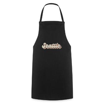 Nostalgic 70s USA City - Vintage Seattle - Cooking Apron - black - Front - AI Model Male 185 dark (185cm)