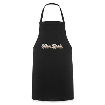 Vintage Hippie 70s USA États-Unis - Retro New York - Tablier de cuisine - noir - Devant - AI Model Male 185 dark (185cm)