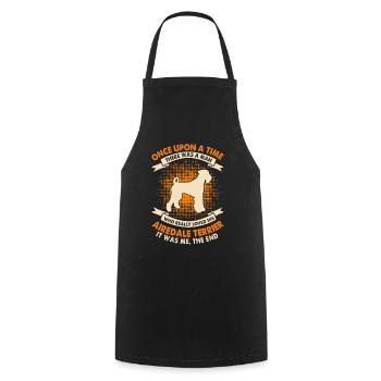 Il était une fois - Airedale Terrier - Tablier de cuisine - noir - Devant - AI Model Male 185 dark (185cm)