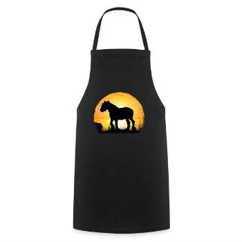 Sonnenuntergang - Belgisches Pferd - Kochschürze - Schwarz - Vorne - AI Model Male 185 dark (185cm)