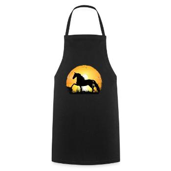 Sunset - Morgan Horse - Cooking Apron - black - Front - AI Model Male 185 dark (185cm)