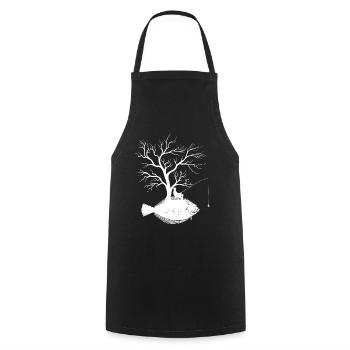 Graphic Tree - Fish Flow - Cooking Apron - black - Front - AI Model Male 185 dark (185cm)