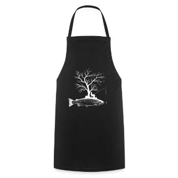 Arbre graphique - Truite de poisson - Tablier de cuisine - noir - Devant - AI Model Male 185 dark (185cm)