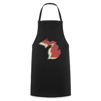 USA State - Vintage Map Michigan - Cooking Apron - black - Front - AI Model Male 185 dark (185cm)
