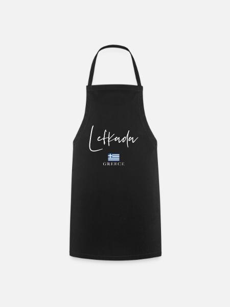 Vacances du drapeau de la Grèce - Lefkada Island - Tablier de cuisine - noir