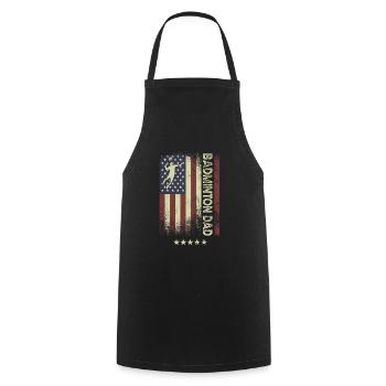 American Flag - Badminton Dad - Cooking Apron - black - Front - AI Model Male 185 dark (185cm)