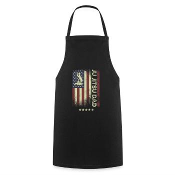USA American Flag - Jiu Jitsu Dad - Kochschürze - Schwarz - Vorne - AI Model Male 185 dark (185cm)