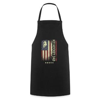 Drapeau américain - Hockey Dad - Tablier de cuisine - noir - Devant - AI Model Male 185 dark (185cm)