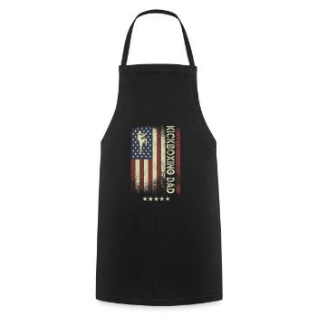 Drapeau américain - Père kickboxeur - Tablier de cuisine - noir - Devant - AI Model Male 185 dark (185cm)