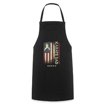 Drapeau américain - Karaté Papa - Tablier de cuisine - noir - Devant - AI Model Male 185 dark (185cm)