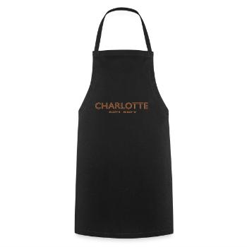 USA City Coordinates - Charlotte - Cooking Apron - black - Front - AI Model Male 185 dark (185cm)