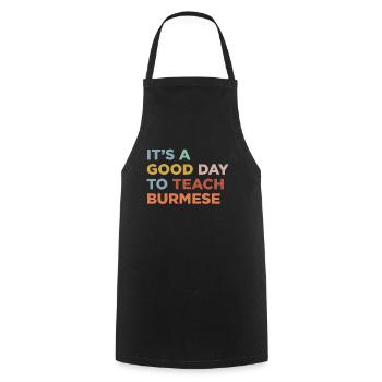 Teach the Burmese teacher - Cooking Apron - black - Front - AI Model Male 185 dark (185cm)