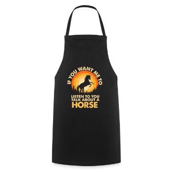 Hear talk about animal horses - Cooking Apron - black - Front - AI Model Male 185 dark (185cm)