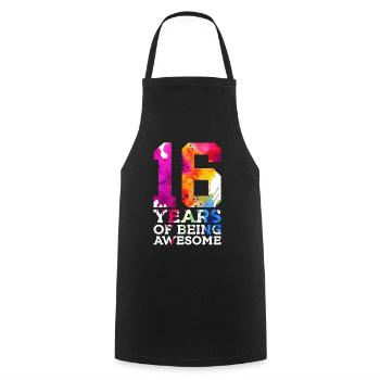 16 ANS D’ÊTRE GÉNIAL 16E ANNIVERSAIRE - Tablier de cuisine - noir - Devant - AI Model Male 185 dark (185cm)
