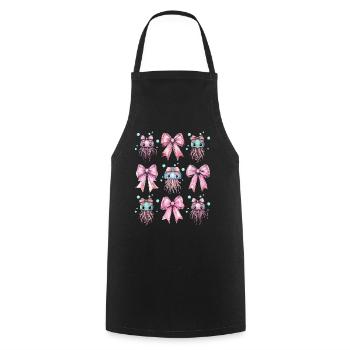 Coquette Schleife Qualle Ozean Mädchen Mama rosa - Kochschürze - Schwarz - Vorne - AI Model Male 185 dark (185cm)