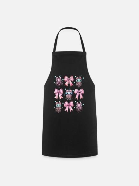 Coquette Bow Jellyfish Ocean Girl Mom Pink - Cooking Apron - black
