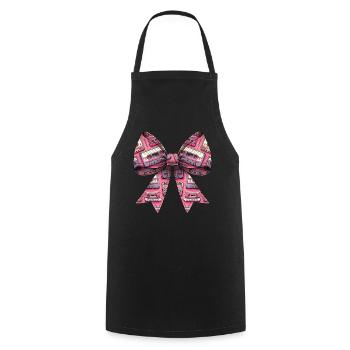 Coquette Bow Cassette Band Pattern 80s Retro - Cooking Apron - black - Front - AI Model Male 185 dark (185cm)