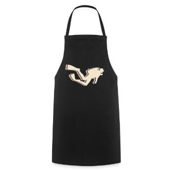 Diving Diver Retro Line Art - Cooking Apron - black - Front - AI Model Male 185 dark (185cm)