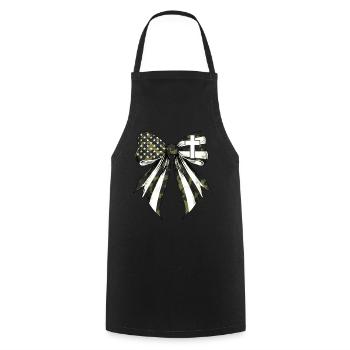 Coquette Bow Cross Faith Camouflage US Flag - Cooking Apron - black - Front - AI Model Male 185 dark (185cm)
