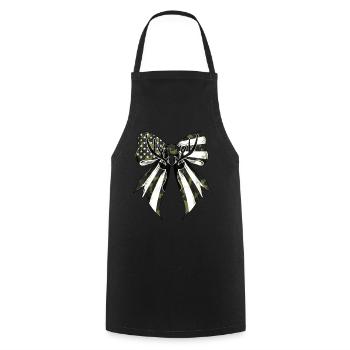 Coquette Bow Deer Hunting Camouflage US Flag - Cooking Apron - black - Front - AI Model Male 185 dark (185cm)