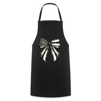 Coquette Bow Camouflage US Flag Pride - Cooking Apron - black - Front - AI Model Male 185 dark (185cm)