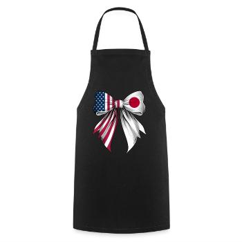 Coquette Bow Japan Roots Heritage Japanese - Cooking Apron - black - Front - AI Model Male 185 dark (185cm)
