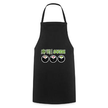 Kawaii Japanese Food Salmon Salmon Sushi Roll - Cooking Apron - black - Front - AI Model Male 185 dark (185cm)